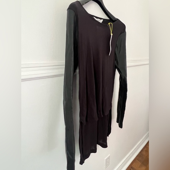 BCBGeneration NEW with tags NWT black synthetic leather sleeves top shirt BCBG - Picture 10 of 12